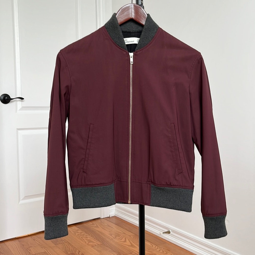 Grana burgundy Italian worsted wool bomber jacket xxs